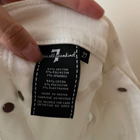 7 For All Mankind Jeans Women's 27 White Roxanne Mid-Rise Frayed Cigarette - Picture 9 of 11